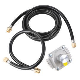 10 Feet Natural Gas Hose Conversion Kit with 5" Outlet Pressure Regulator Valve, Low Pressure Natural Gas Grill Hose for BBQ, Grill, 1/2" Male NPT x 3/8" Female Flare