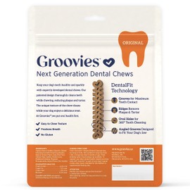 GROOVIES Original Dog Dental Chew 6oz Small (22 Chews)