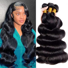 Cirvty 12A Human Hair Bundles 22 22 22 Inch Body Wave Bundles Human Hair Weave 3 Bundles Human Hair Deals Human Hair Weft Unprocessed Human Hair Bundles 100% Brazilian Human Hair Bundle Natural Black