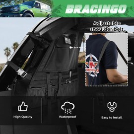 Bracingo Rear Trunk Cage Cargo Roll Bar Storage Bag,Roll Bar Cargo Organizers Saddle Bags,Compatible with Ford Bronco 2Doors 4Doors 2021 2022 2023,Hanged Up Multi-Pocket Storage Bags,Dark Black,2PCS