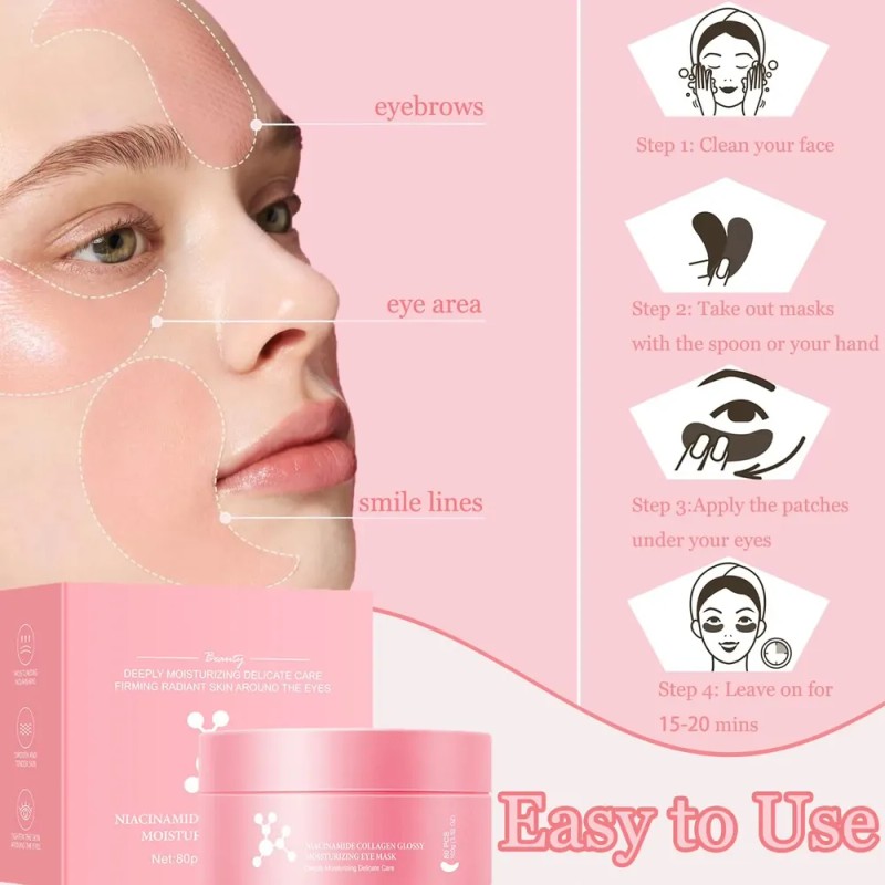 Almohadillas De Hidrogel Con Colágeno Rosa Para Líneas ~