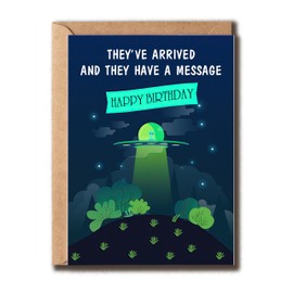 VLPGifts Alien Happy Birthday Card - Have A Message Happy Birthday Card - Greeting Humor Alien Card - Congrats Card For Men Women