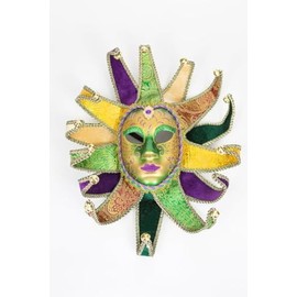 24" Full Face Mardi Gras Mask Wreath: Purple, Green & Gold Door Decoration Parade Decor Carnival