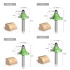 4 Pcs Roundover Router Bit 8mm Shank 5/8in 3/4in 7/8in