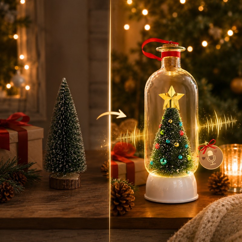 Recordable Christmas Message Bottle Ornament for Holiday Gifts – Voice