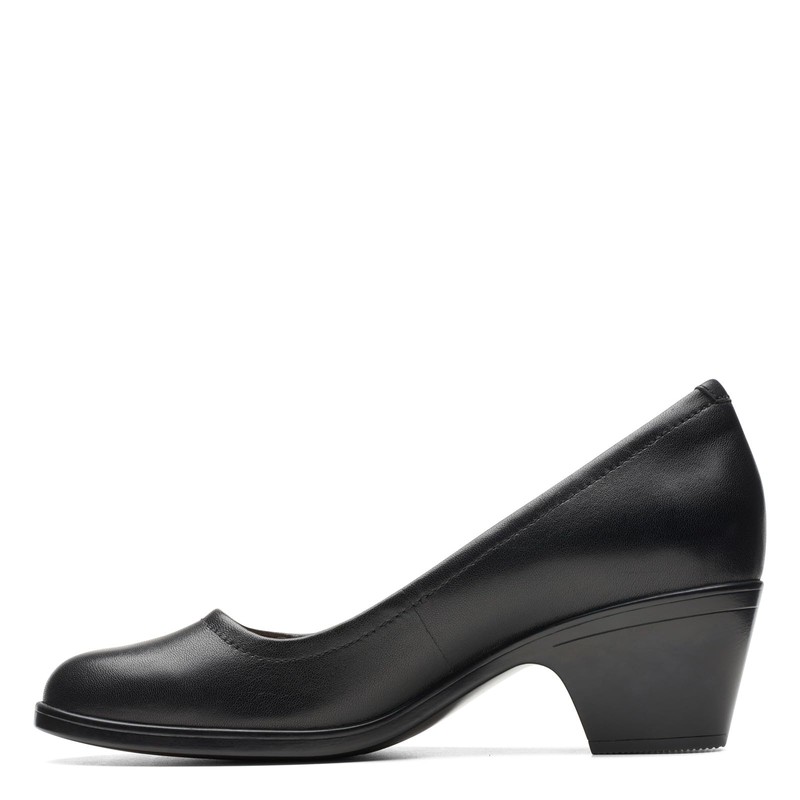 Clarks Women's Emily2 Ruby Pump, Black Leather, 8