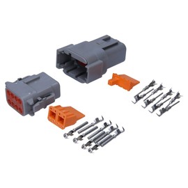 Kalitec KALI-1408 German DTM Connector Set 8-Pin I Car Plug Waterproof IP6K9K, IP68 for Motorcycle Car I AWG 22-16 Voltage 250 VDC I Housing Material PA GF I Cable Connector Grey