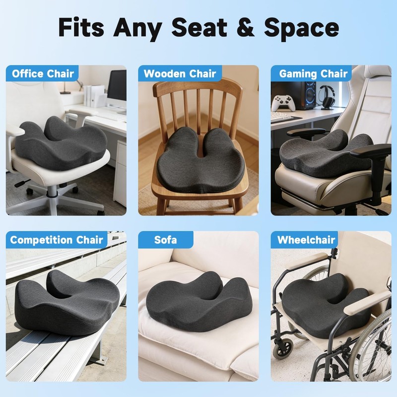 Office Chair Cushion Tailbone Pressure Relief Long Sitting Comfort Large