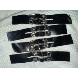 Unbranded Lot 4 black vinyl shiny patent leather mini belt buckle safety pin