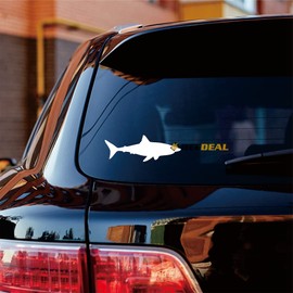 Shark Silhouette Great White Shark Fish Sticker Decal Vinyl 10152-3 Pack White, 3 Inches, 4 Inches, 6 Inches - No Background for Car Boat Laptop Cup Phone
