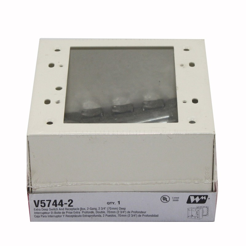 Wiremold V5744-2 STL Extra DEEP DEV Box 2G Ivory, White