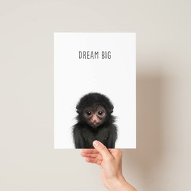 Jungle Safari Baby Animal Nursery Bedroom Wall Art Picture Prints, Set of 6 - Elephant, Lion, Monkey, Giraffe, Cheetah, Zebra. Pompom® [Picture Frames NOT Included] (8x10 Inch, Neutral Quotes)