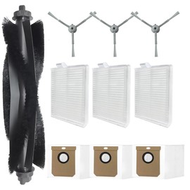 (10 Pack) Replacement Parts Compatible with eufy L60, L60 Hybrid, L60 SES, L50 SES, L50 Series Robot Vacuum, Accessories Kit, 1 Roller Brush, 3 HEPA Filters, 3 Side Brushes, 3 Dust Bags