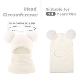DRESHOW Kids Winter Warm Hat Scarf Baby Earflap Beanies Hood Pom Pom Toddler Hat Windproof Balaclava Kids 1-6 Years
