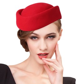 Small Top Hats for Women Millinery Beret Wool Felt Fedoras Ladies Wedding Bride 2024 Winter Hat Tea Party Dress Red