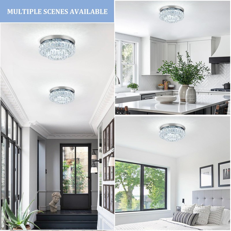 HongnuoFc 12 Inch Crystal Chandelier LED Ceiling Light 2 Tier