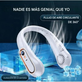 BreezeBliss Pro Ventilador De Cuello - Ventilador De Cuello Personal Portátil, Ventilador Portátil Sin Hojas De 5 Marchas, Adecuado Para El Hogar, La Oficina Y El Gimnasio (Blanco)