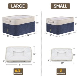 BALEINE 4 Pack Fabric Storage Bins for Shelves, Linen Storage Baskets for Organizing, Decorative Closet Bins for Clothes, Home (Navy Blue, 12"x8"x8")