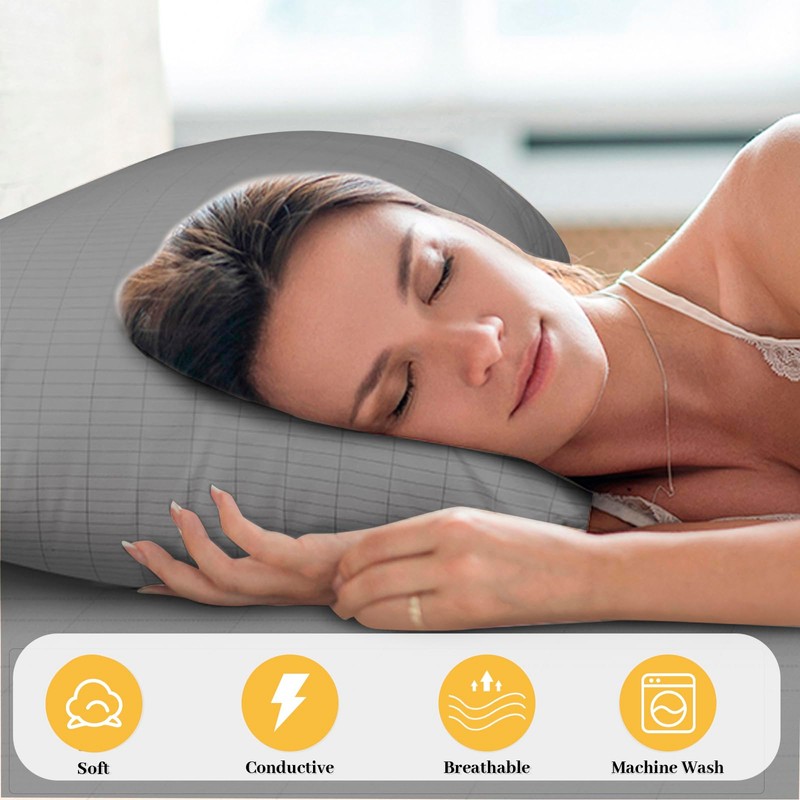 HUNAIGEE Grounding Pillowcase for Earthing Silver Conductive Grounding Pillow Case