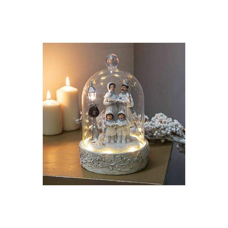 HARTES Light Up Carolling Family Ornament with Cloche - xm6330