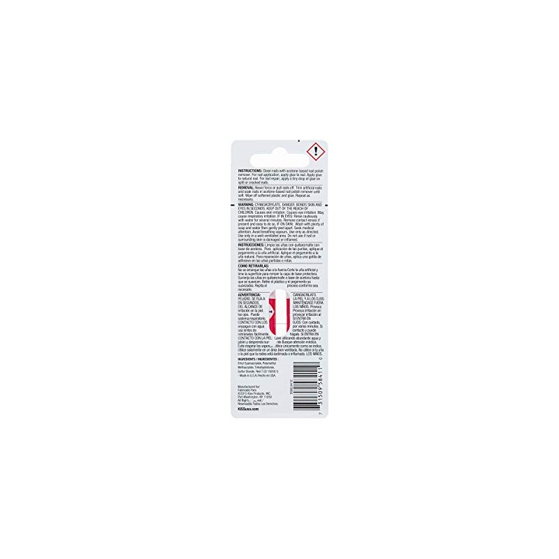 Kiss Pink Gel Nail Glue w/ 2 Pipettes (1 Pack)