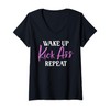 Womens Wake up Kicks Ass Repeat Arrogant V-Neck T-Shirt