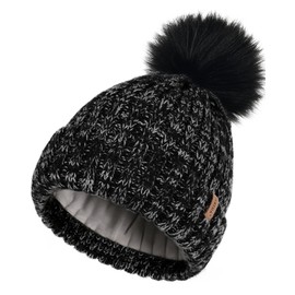 FURTALK Womens Winter Beanie Hat Fleece Lined Faux Fur Pom Pom Knitted Warm Beanie for Women