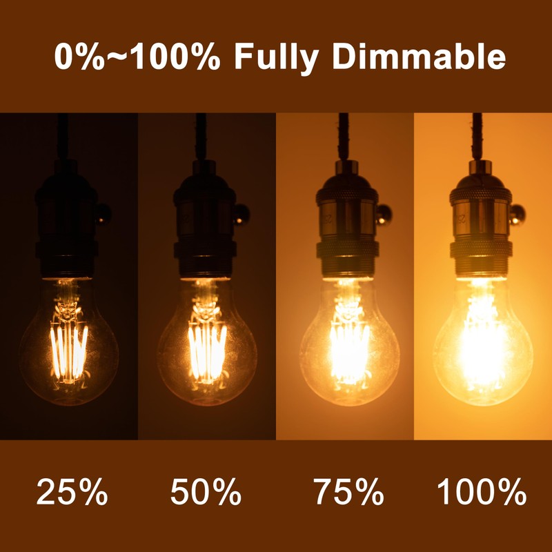 12Pack 2200k Led Light Bulb, Vintage A19 Edison Bulbs, Dimmable
