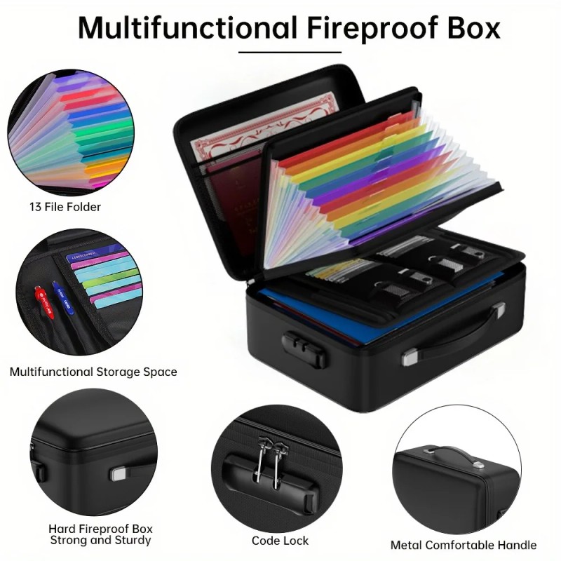 Overseas Stock Convenient Secure Fireproof and Waterproof Lockable Hard Shell