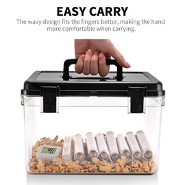 Cigar Humidor Modern Clear Humidor Spanish Cedar Rolls Cigar Case Box Acrylic Plastic Portable Handheld Airtight Display Container Holds 70-100 Cigars with Hygrometer and Humidifier