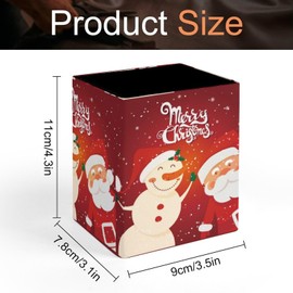 Niapessel Pencil Holder for Desk, Christmas Santa Snowman Pen Holder Storage Desktop Pen Organizer Desk Pencil Organizer Makeup Brush Holder for Office School College Leather
