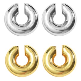2 Pieces Hollow Thick Earrings for Women, Lightweight Hollow Open Hoop Earrings Stainless Steel Hypoallergenic Fashion Jewelry Gifts, Valentine's Day Gifts for Women and Girls