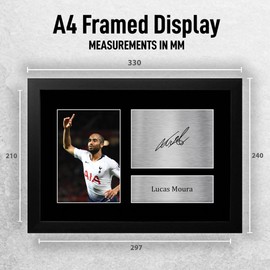 HWC Trading FR A4 Lucas Moura Tottenham Hotspurs Gifts Printed Signed Autograph Picture for Football Fans and Supporters - A4 Framed