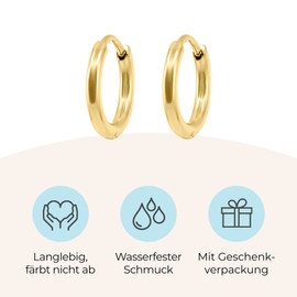 Nuoli® Women's Mini Hoop Earrings (Diameter: 12 mm) Small Earrings for Women, Made of Stainless Steel, Stainless Steel