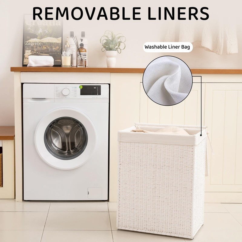 OIAHOMY Laundry Hamper with Lid, 23.8 Gal (90L) Wicker Hamper