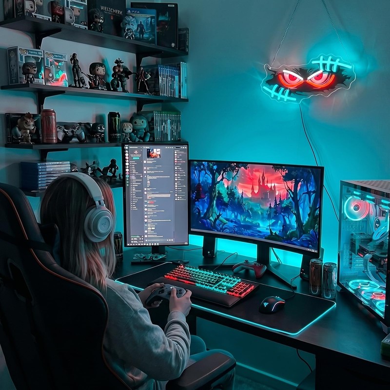 Devil Eyes Neon Sign for Gaming Room Decor,Neon Signs for