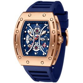 MF MINI FOCUS Watch for Men Wristwatch Fashion Hollow Big Dial Luminous Waterproof Sport Analog Quartz Business Mens Watches Blue Silicon Strap Dress Watch