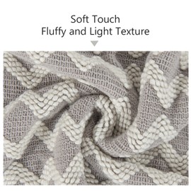 NTBAY Acrylic Knitted Throw Blanket, Lightweight and Soft Cozy Decorative Woven Blanket with Tassels for Travel, Couch, Bed, Sofa, 51x67 Inches, Light Grey Wave