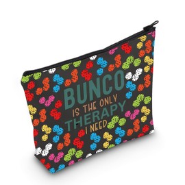 MEIKIUP Bunco Party Gift Dice Game Bunco Night Makeup Bag for Bunco Players Bunco Is The Only Therapy I Need Bag (bunco bag)