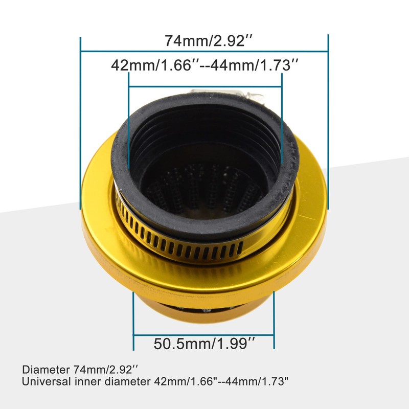 GOOFIT 42-44 mm Universal Motorrd Air Filter Gold Replacement for