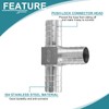 sourcing map 1-1/4" Tee Hose Barb Pipe Fitting, 304 Stainless