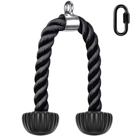 SELEWARE Tricep Rope Cable Machines Attachments for Gym, Heavy Duty Exercise Pulldown Rope with Soft Rubber Ends, Universal Tricep Pull Down Rope for Pulley System (Black, 28")