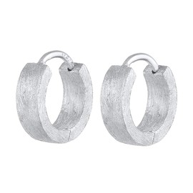 Kuzzoi Men's Brushed Hoop Earrings, 1 Pair of Folding Hoop Earrings (13 mm) Round, Earrings for Men, Hoop Earrings Made of 925 Sterling Silver, High-Quality Hoop Earrings for Men, Sterling Silver