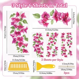 WANDIC 6 Sheets Rub On Stickers, Rose Red Flower Themed Decoration Transfer Stickers DIY Waterproof Stickers for DIY Craft Home Decoration 15x30cm