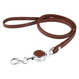 prendre Neck Strap Hanging Reel Microfiber Leather ID Card Men's Women's Business Casual Hanging Strap (Brown) PR-NECK-STRAP-BR