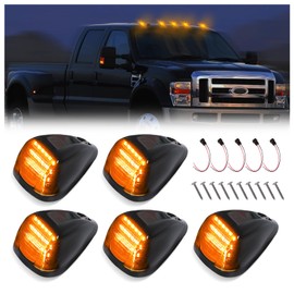 DERMOKA Led Cab Roof Top Marker Lights Amber Clearance Running Lamps for 1999-2016 F250 F350 F450 F550 Super Duty Pickup Truck, 5PCS (Smoked Black)