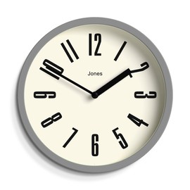 JONES CLOCKS® Hot Tub Wall Clock | Small Retro Round Clock | 8 inch | Grey | Easy to Read Numbers | Ideal for Kitchen, Office, Children’s Room or Any Small Space