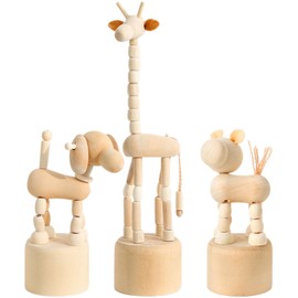 CHENKEE Pack of 3 Children's Birthday Crafts, Children's Birthday Crafts, Wooden Figures for Children, Craft Set Children's Birthday, Wooden Animals for Painting, Educational Toy, Furniture Ornaments,