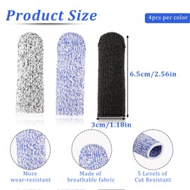 Cut Resistant Finger Cots, 12 Pack Reusable Finger Sleeve Protectors Finger Guards for Cutting Food, Anti-Slip Finger Covers Protection for Finger Tips, Finger Protectors for Crocheting Sewing