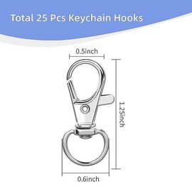 50Pcs Premium Swivel Snap Hook Keychains with Key Rings, Metal Keychain Clip and Key Ring, 25Pcs Key Chain Hooks and 25Pcs Key Rings for Lanyard Crafts Jewelry Keychain Making Silver 32mm/1.25inches